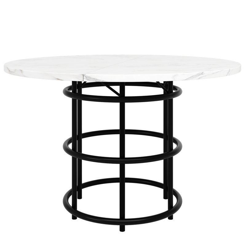 Round Metal Base Dining Table, Black