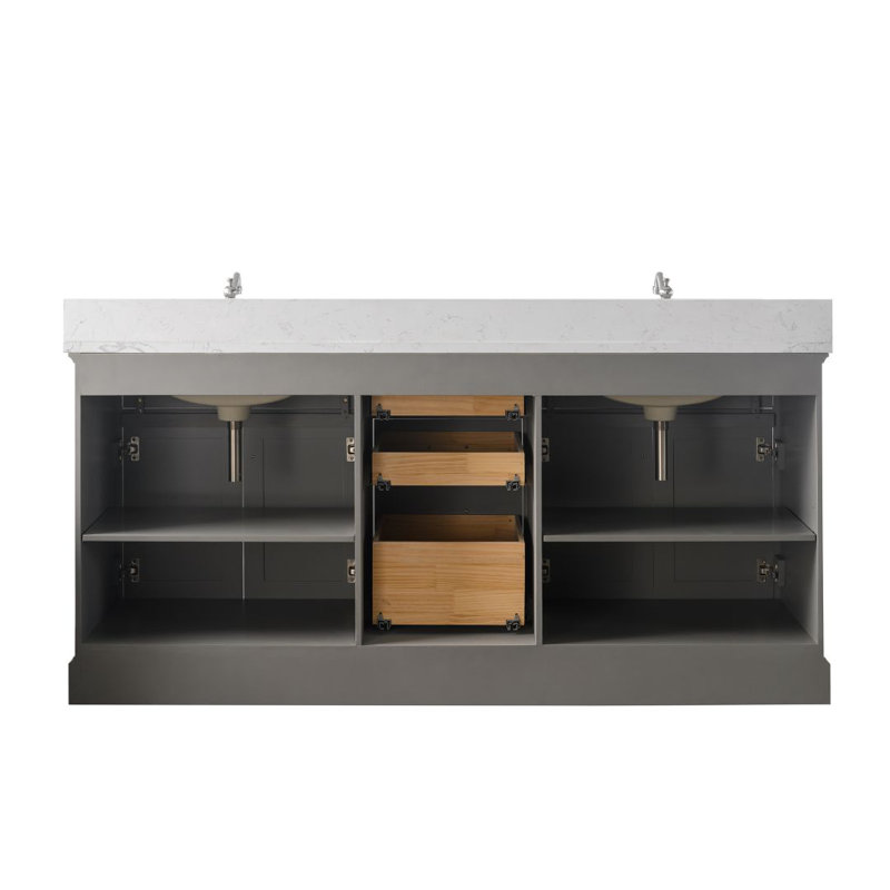 Ensemble de meuble-lavabo double 72 po Currahee, Gris / Nickel brossé