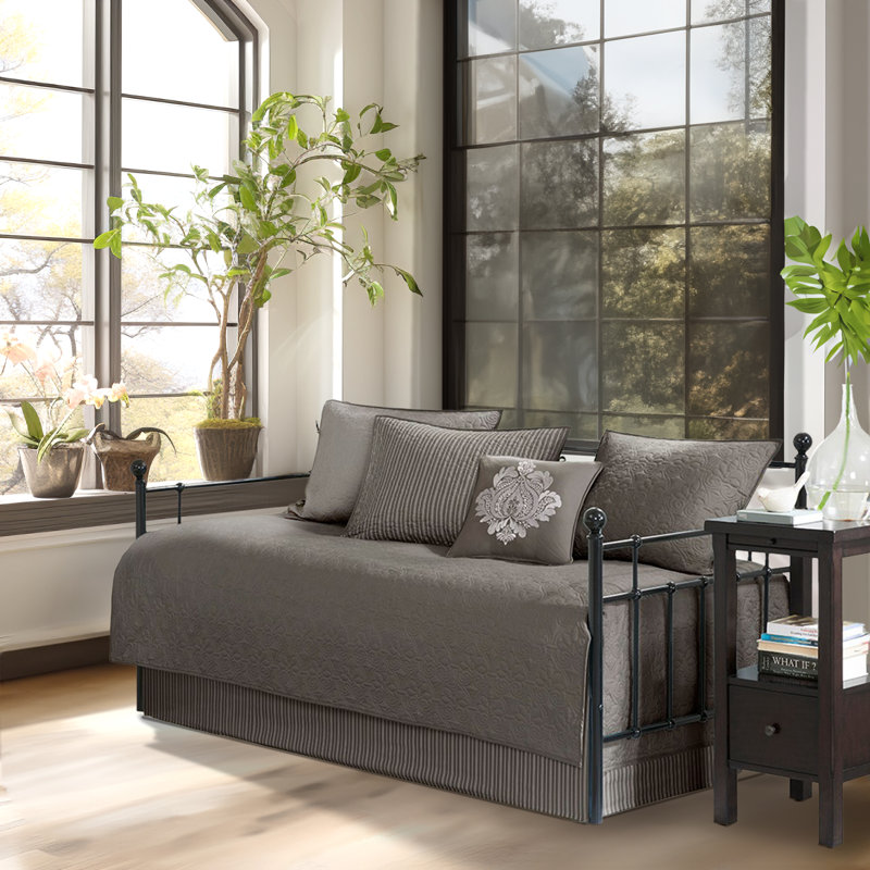 Dark Grey 6-Piece Reversible Twin Daybed Cover Set