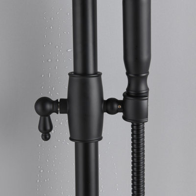 Douche murale double avec pluie de 8 po et poche, élégance noir mat