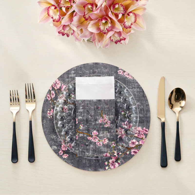 Blossom Fantasia Cotton Blend Square Napkins, Charcoal