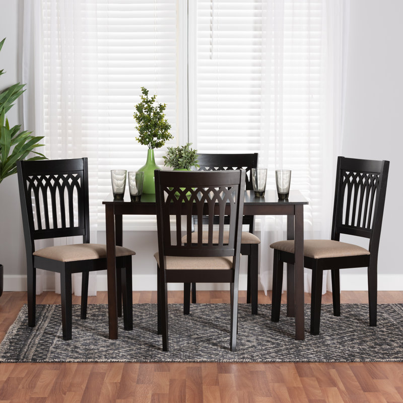 Ensemble repas pour 4 personnes Leesville, Marron foncé, Beige