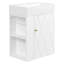 Meuble-lavabo de 20 po avec lavabo en céramique, porte à motif de losanges, poignées dorées et tablettes de rangement latérales - petit cabinet moderne avec barre à serviettes, fabrication en panneau de fibres à densité moyenne, assemblage requis-1223242910