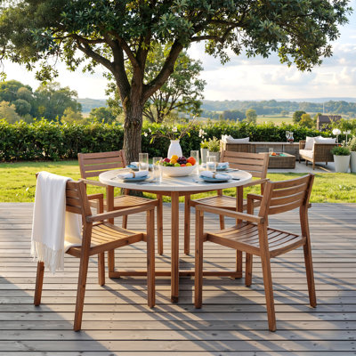 Ensemble repas d'extérieur 5 pièces avec 4 chaises en bois