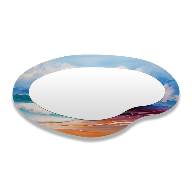 Vibrant Beach Waves V - formes asymétriques Coastal Waves - grand miroir mural nautique