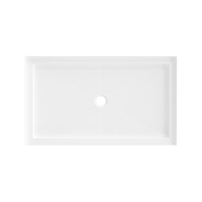 DeerValley 54"L x 32"W Shower Base in White, Acrylic Single Threshold Shower Pan with Non-Slip Texture, Center Drain Hole