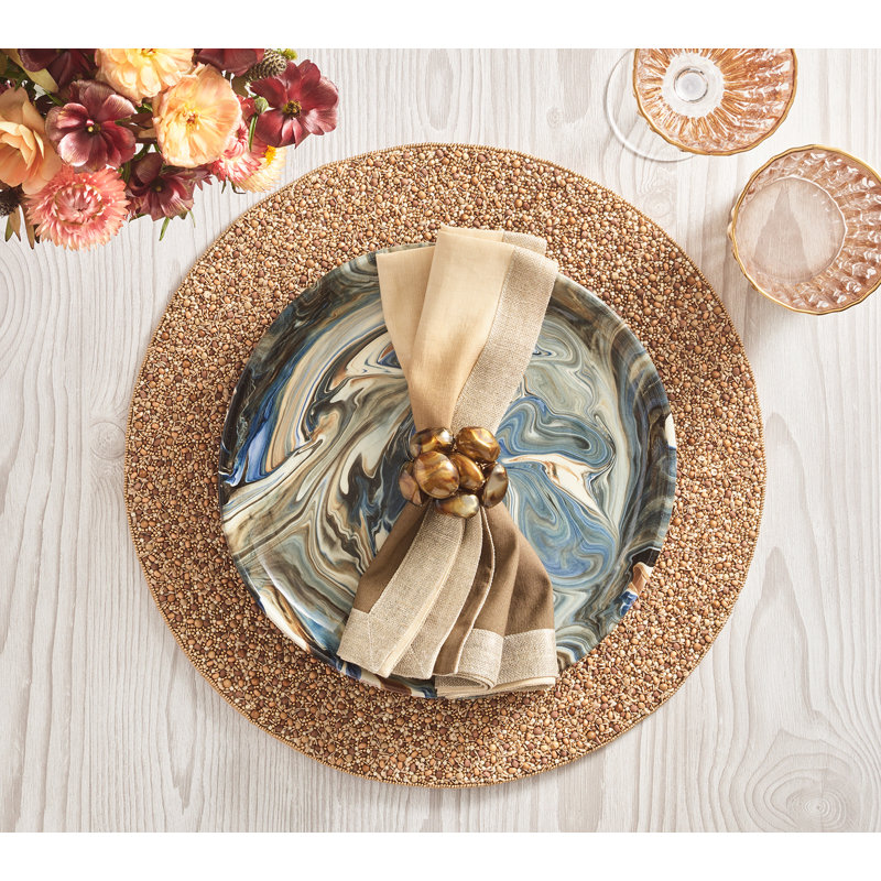 Bonton Napkin Ring, Brown/Gold