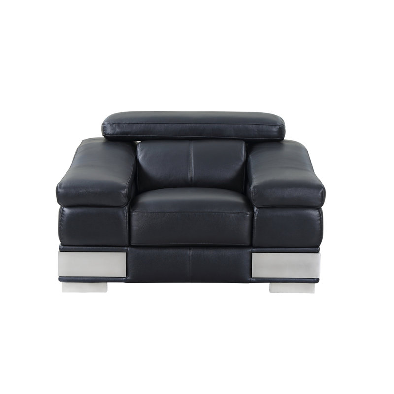 Chaise en cuir italien à grain supérieur, Noir