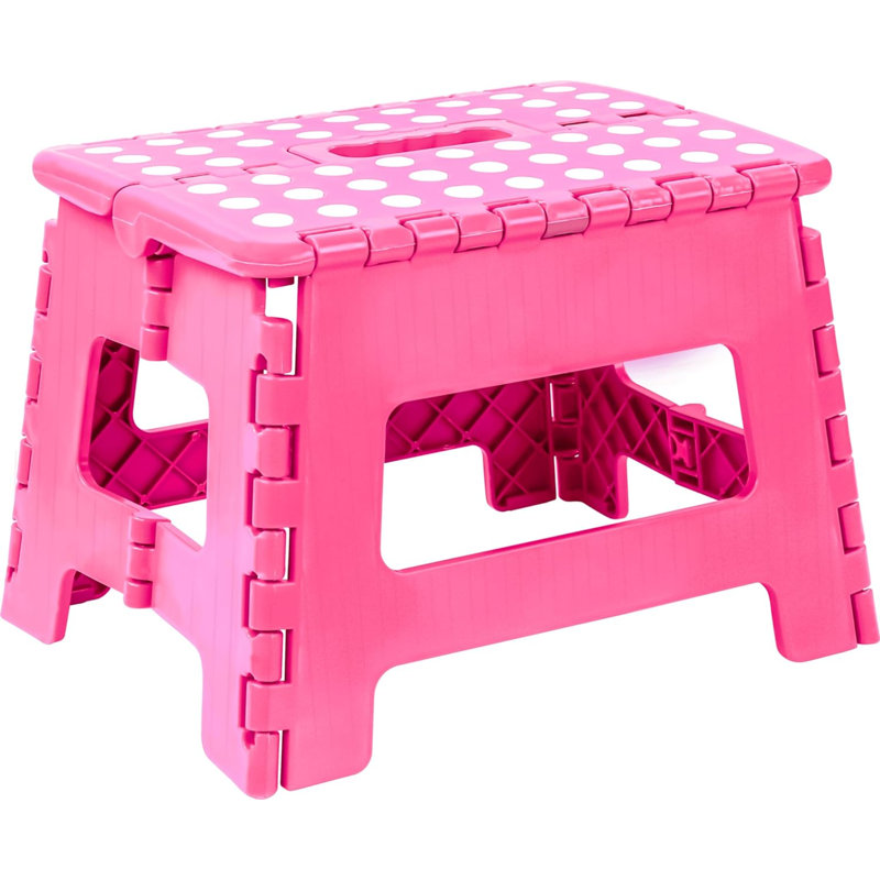 Marchepied pliable - (paquet de 2) marchepied avec hauteur de 9 pouces - peut supporter jusqu'à 300 lb - marchepied pliable léger en plastique pour la cuisine, la salle de bain et le salon (rose)