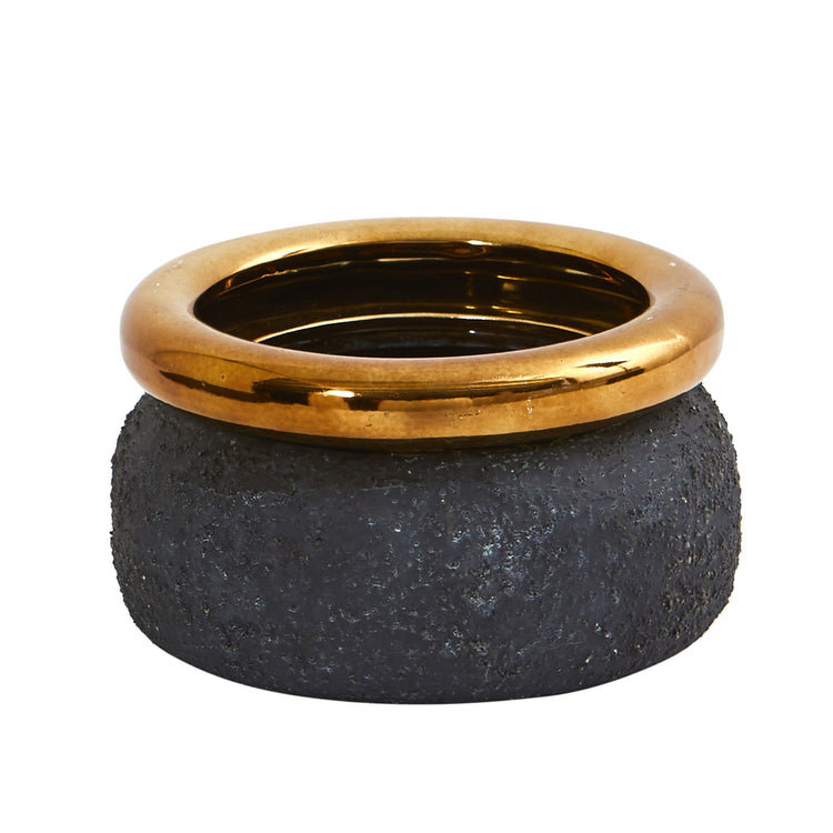 Vase de table en grès noir / bronze 4 "Ascend