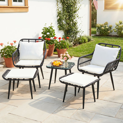 5-Piece Patio Conversation Set with Cushions, Outdoor Seating Group for Garden Backyard Poolside