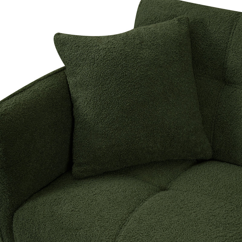 Emerence Modern 70" Teddy Velvet Sofa Soft Cushion Couch with Two Throw Pillows for Living Room and Office