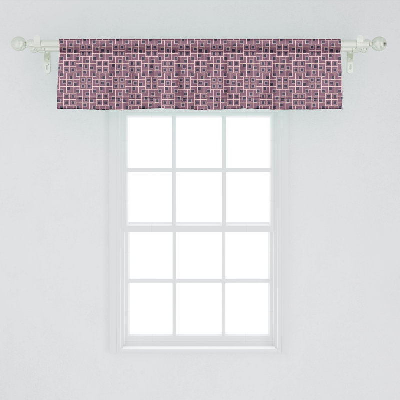 Ambesonne Abstract Valance Pack of 2 Random Cubes Arrangement Dark Purple Grey Blush