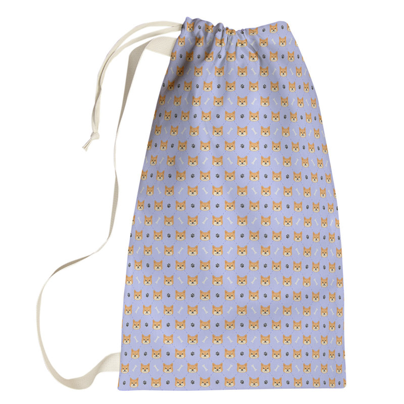 Leffel Fabric Laundry Bag with Handles, Small ( 64" H x 20" W x 1.5" D), Heather Blue