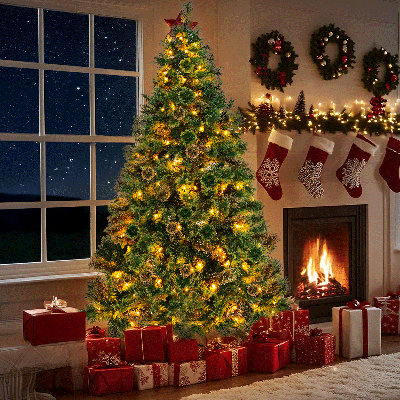 Jakyren Lighted Pine Christmas Tree
