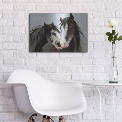 Art mural en métal luxueux «Horse pair» par Katrina Pete