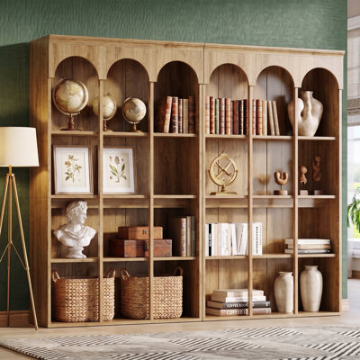 5-Tier 70.9" Tall Arched Bookcase, Freestanding Wooden Bookshelf with Open Storage Shelves