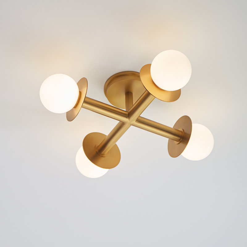Allegra Glass Semi Flush Mount, Burnished Brass