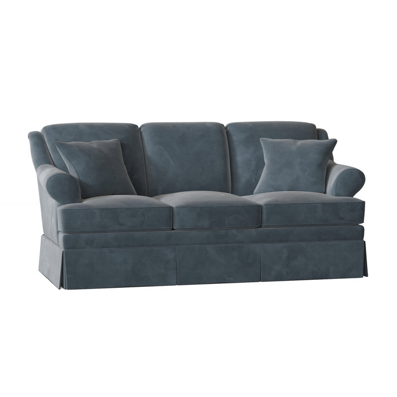 Canapé à accoudoirs arrondis de 73 po avec coussins réversibles Connor, Aberdeen 22 - velours bleu, Oui