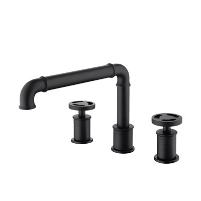 Black Industrial Cottage Victorian 8" Inch Wide Spread Faucet