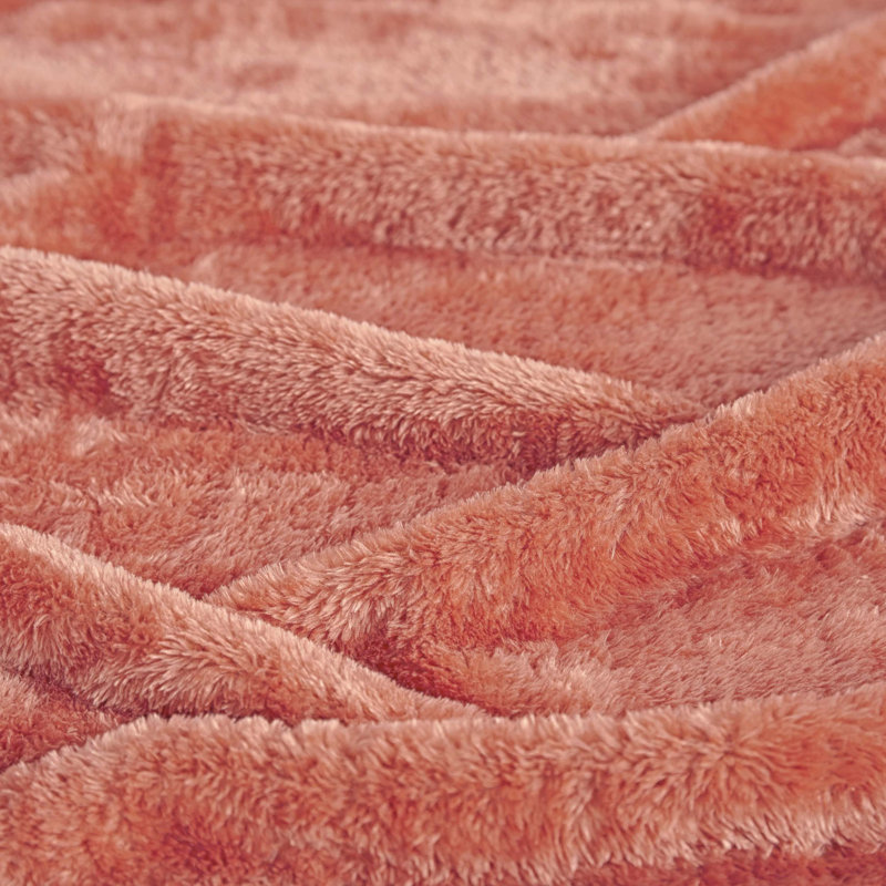 Coral Reversible Fleece and Wool Throw Blanket