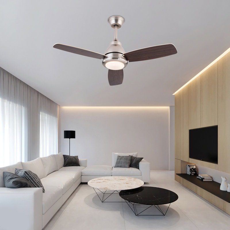 42” Ceiling Fan Light With Remote Control (Walnut), Silver