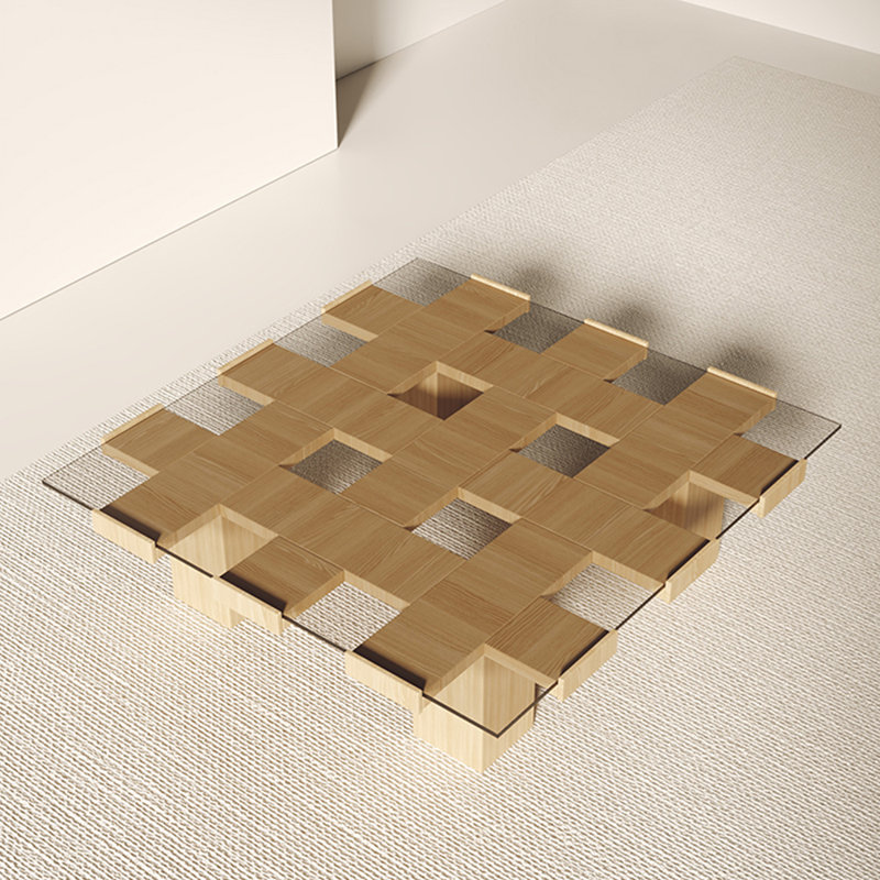Modern minimalist solid wood coffee table., 14.9" H x 31.5" L x 31.5" W