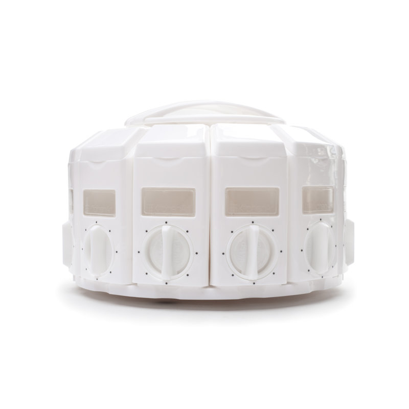 White Rotating Countertop Spice Carousel with Auto-Measure