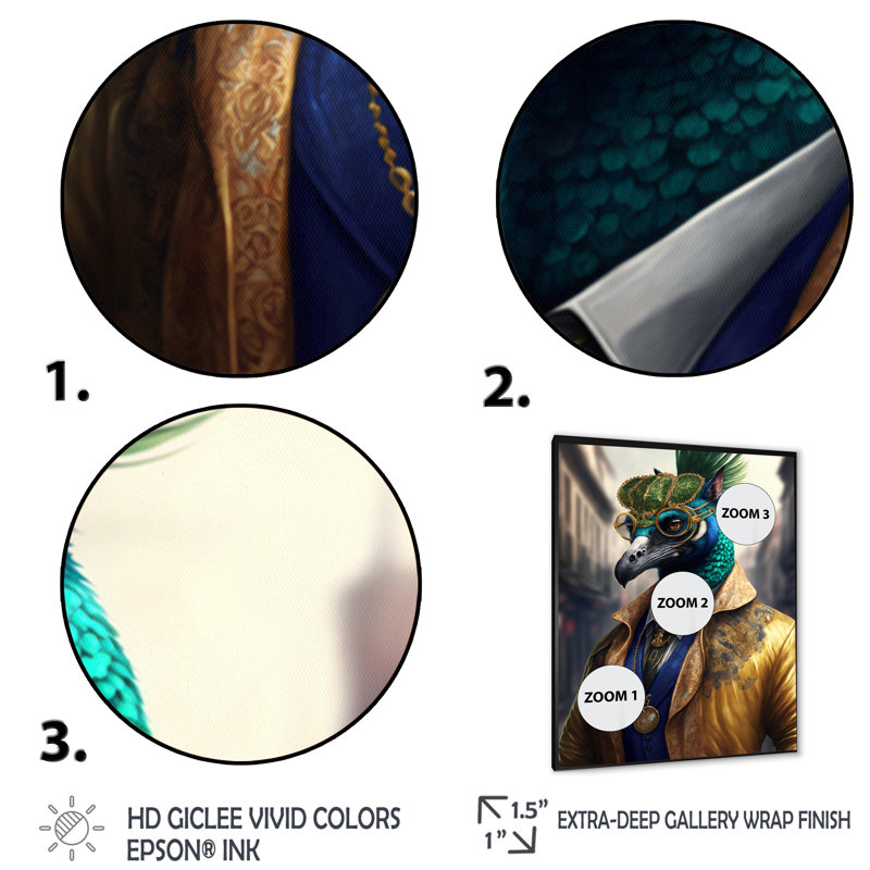 «Peacock Gangster in NYC III», impression sur toile, H 40 po x l 30 po x P 1,5 po, Impression noire sur toile encadrée