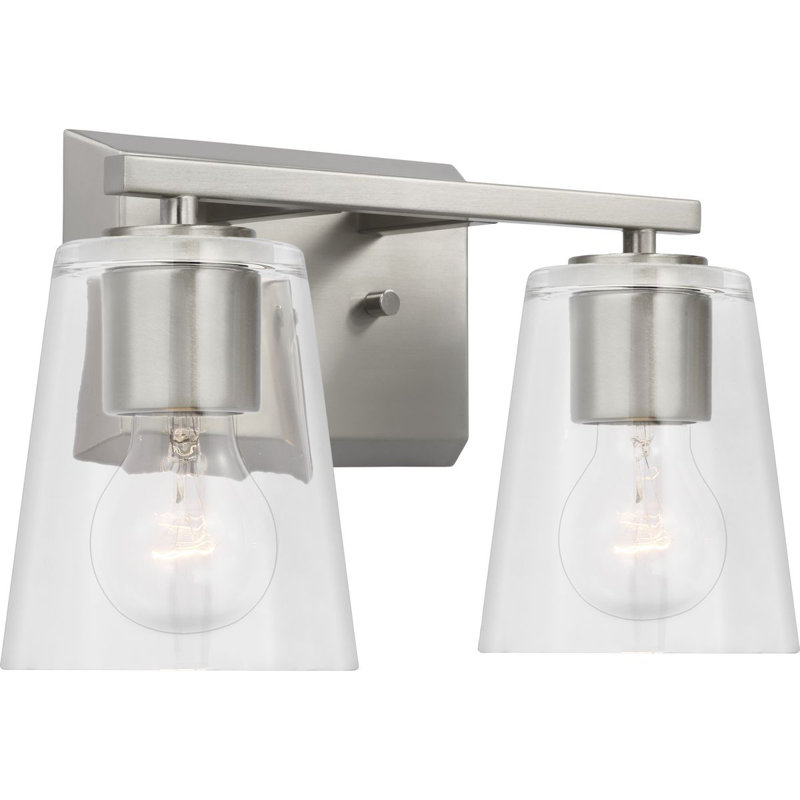 Dormer 2 - Light Dimmable Vanity Light, Brushed Nickel, Clear