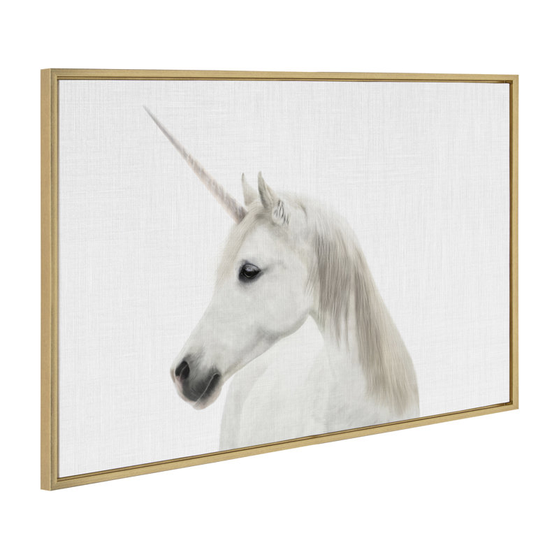 «Unicorn Color» par Simon Te, reproduction d'art sur toile encadrée, Doré, H 33 po x l 23 po x P 1,62 po