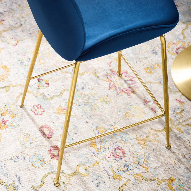 Tabouret de comptoir Scoop Gold, Bleu marine, Tabouret de comptoir (siège d'une hauteur de 25,5