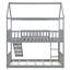 Lit superposé simple au-dessus d'un lit simple gris avec glissade, structure de lit pour enfants de style maison pour jouer et chambre à coucher peu encombrante