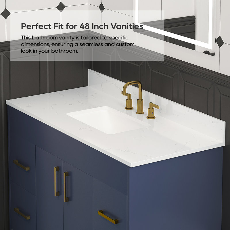 Bianco Bella 49'' White Quartz Undermount Single Sink Vanity Top