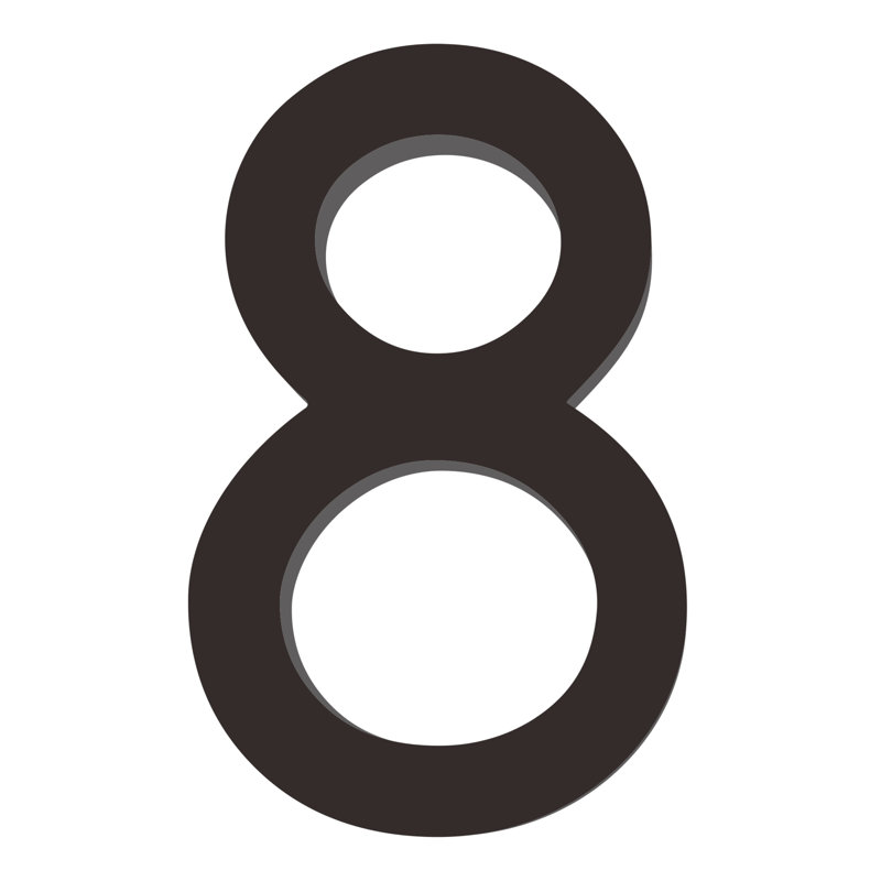 8'' Modern Floating Acrylic House Numbers, 8, Black