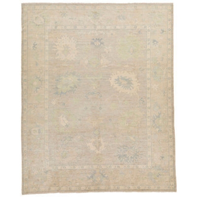 9x11 Beige and Ivory Turkish Oushak Rug