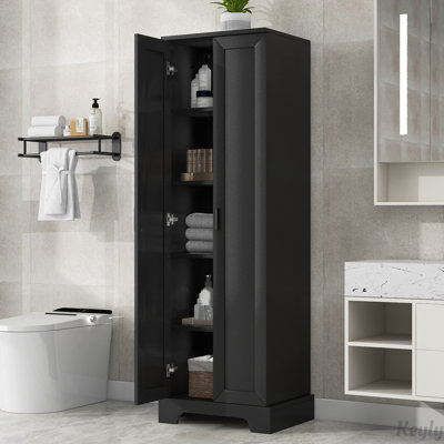 Durable MDF Storage Cabinet with Adjustable Shelves and Anti-Tipping Safety, Ideal for Bathroom and Office Organization