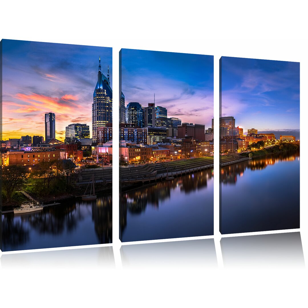 3-tlg. Leinwandbilder-Set Nashville skyline panorama, Fotodruck