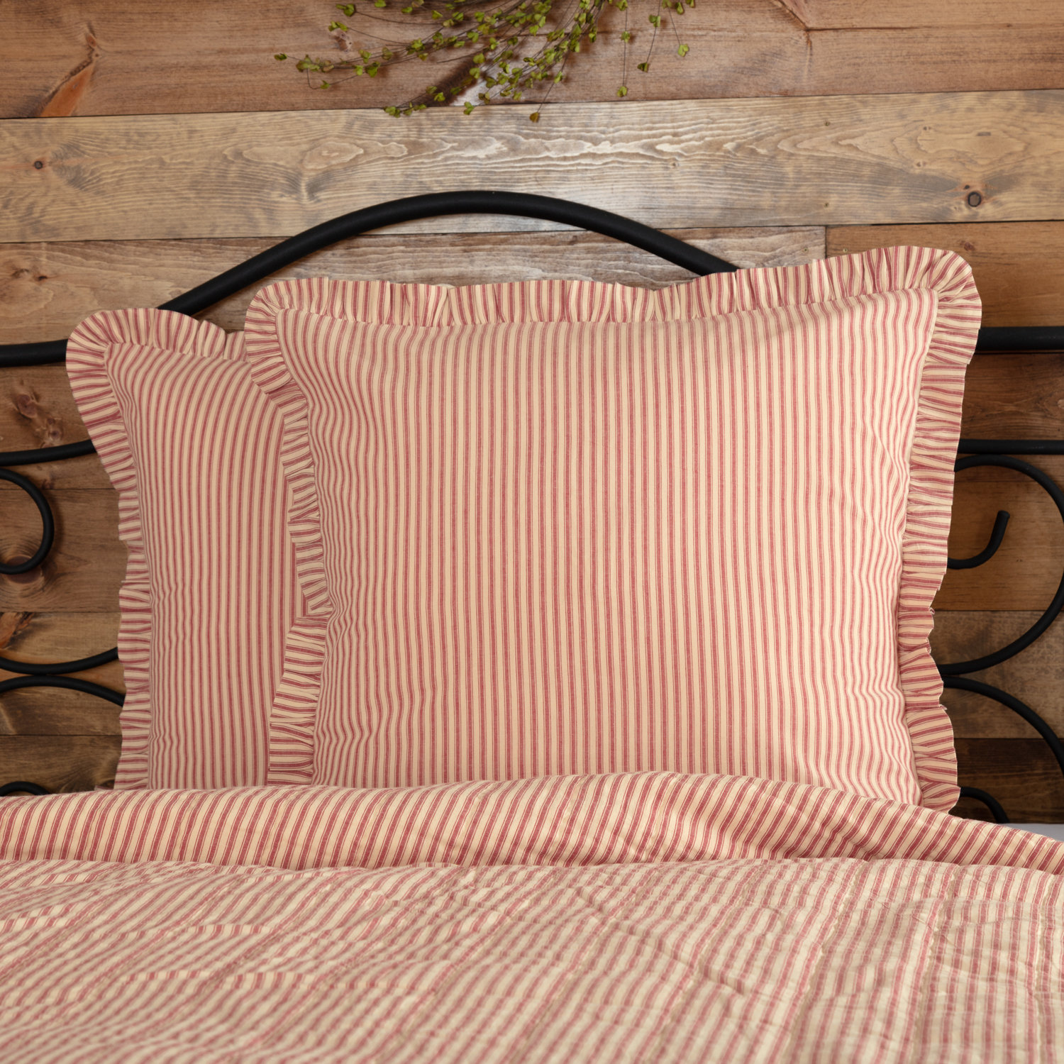 Cotton Shams, Country Red/Dark Tan