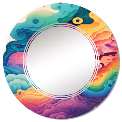 Ojasvi Multicolor Swirly Clouds VI - Modern Spiral Wall Mirror