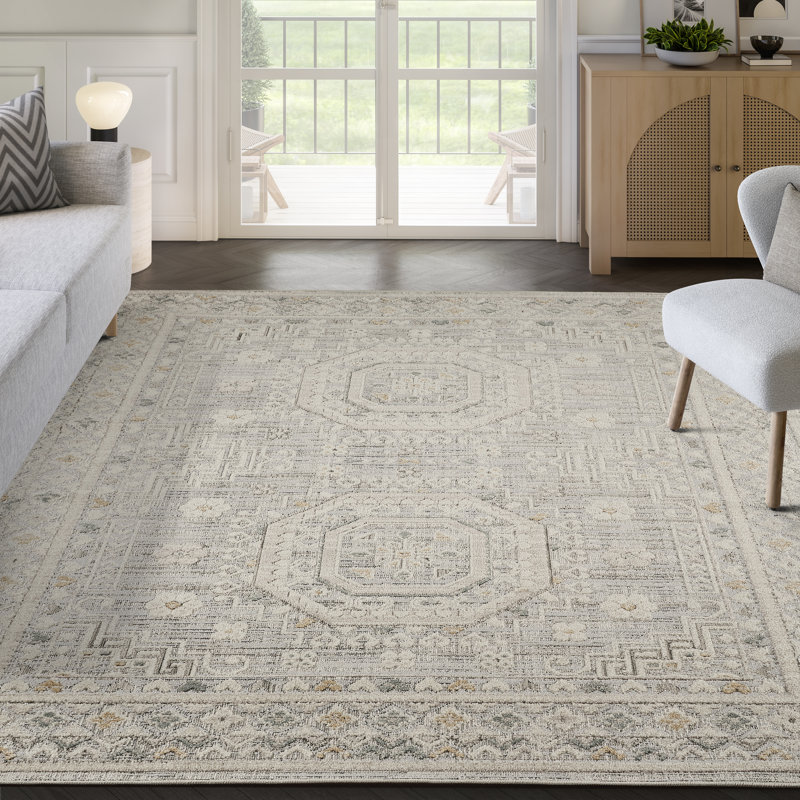 Tapis gris ardoise à médaillon traditionnel Abani Rugs, Rectangle 6 pi x 9 pi
