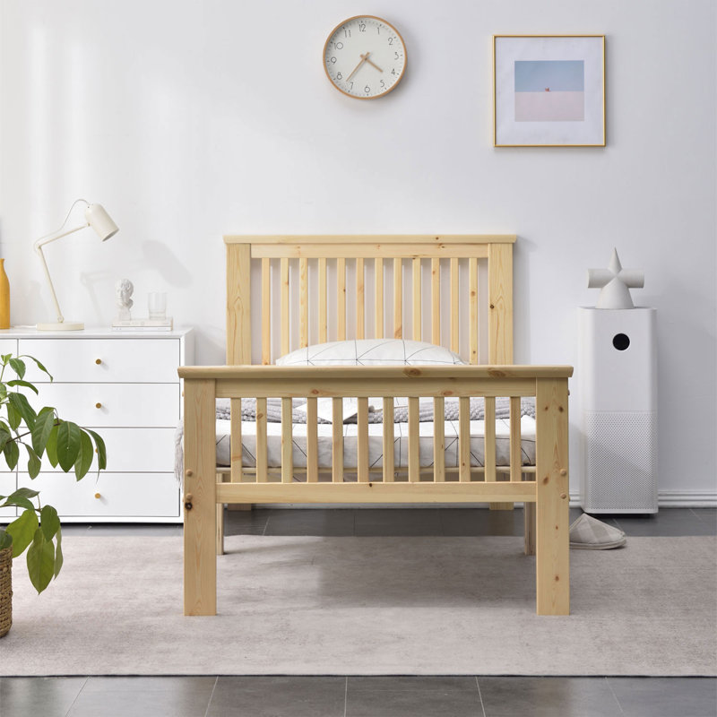 Hammoud Solid Wood Slat Bed, Natural