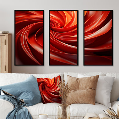 Orange et rouge abstrait spirale Dreamscape II - abstrait spirales murales