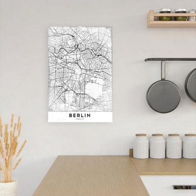 Carte de la ville de Berlin, rétro, art abstrait rétro, impression murale