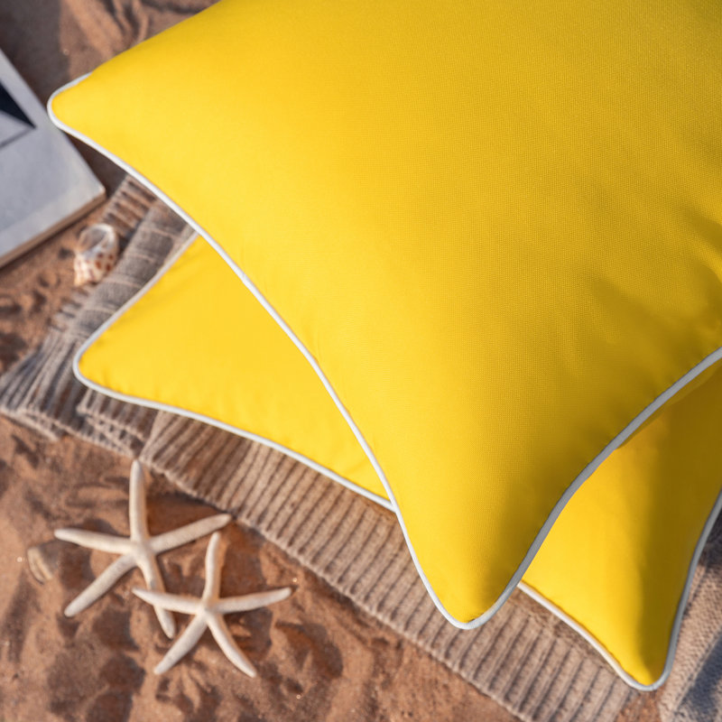 Housse de coussin d'extérieur Phantoscope, Carré 20 po, Jaune, Housse de coussin seulement - sans coussin