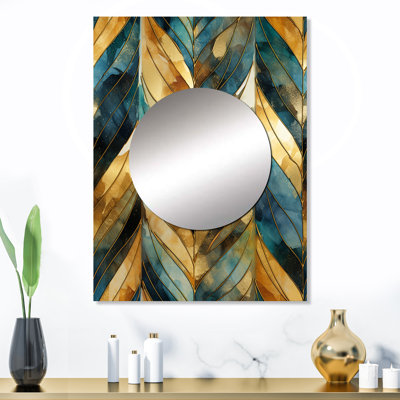 Or et vert doré chevron Reverie - grand miroir mural chevron, miroir décoratif à chevrons, impression d'art en métal