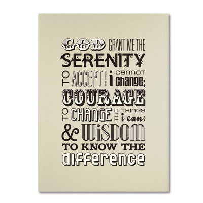 « serenity prayer ii », art textuel sur toile tendue