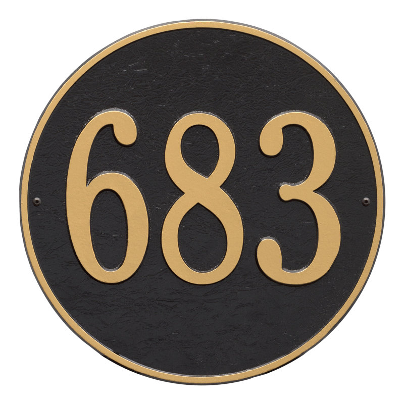 Plaque d'adresse murale 1 ligne, Noir et or, Oui