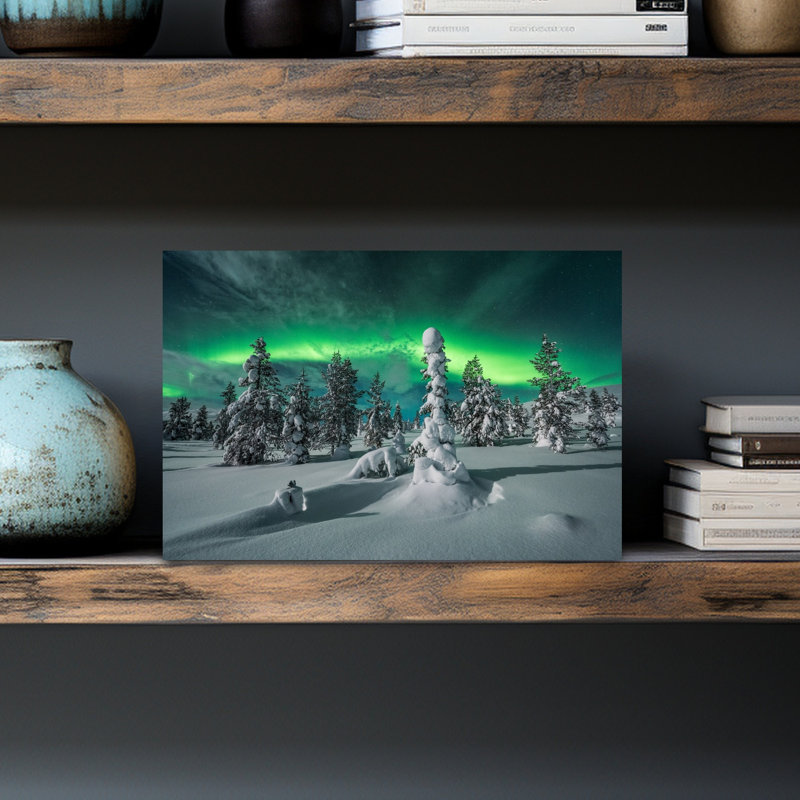 polar night Abstract Contemporary Pine Tree Fir Forest Landscape Wall Art Print 1 Piece Wrapped Canvas Wall Art