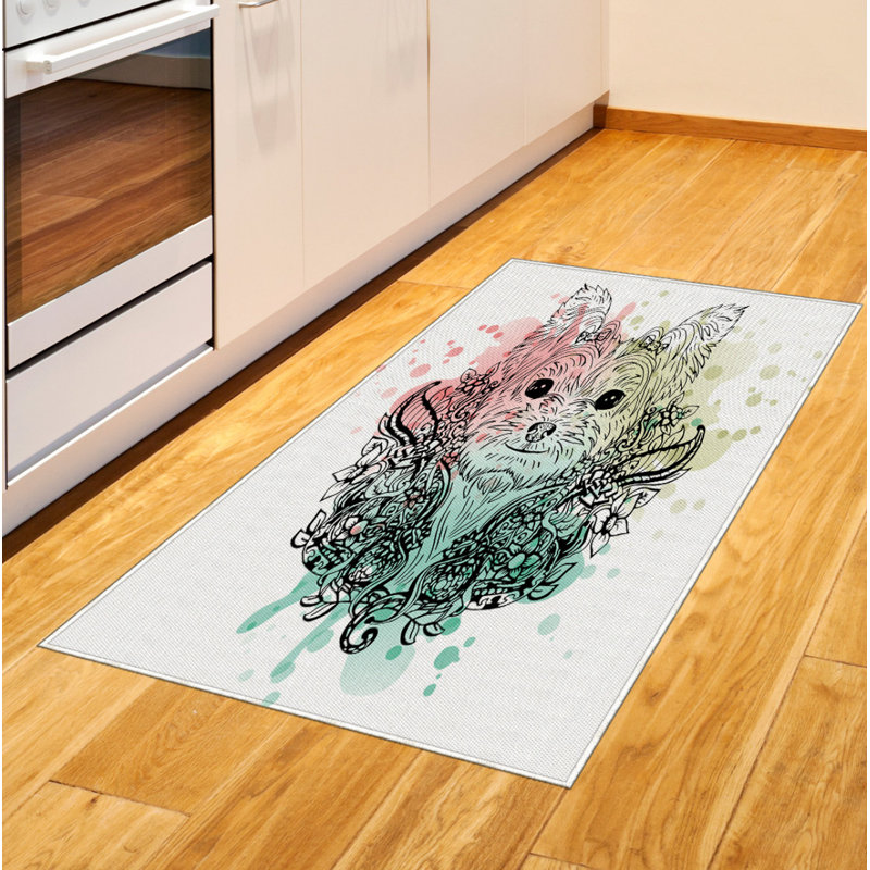 Tapis décoratif en fibre de polyester à haute densité Yorkie, Rectangle 2 pi 7 po x 5 pi